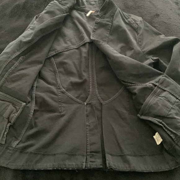 Free People Light Distressed Washed Black Military Jacket - Picture 8 of 12